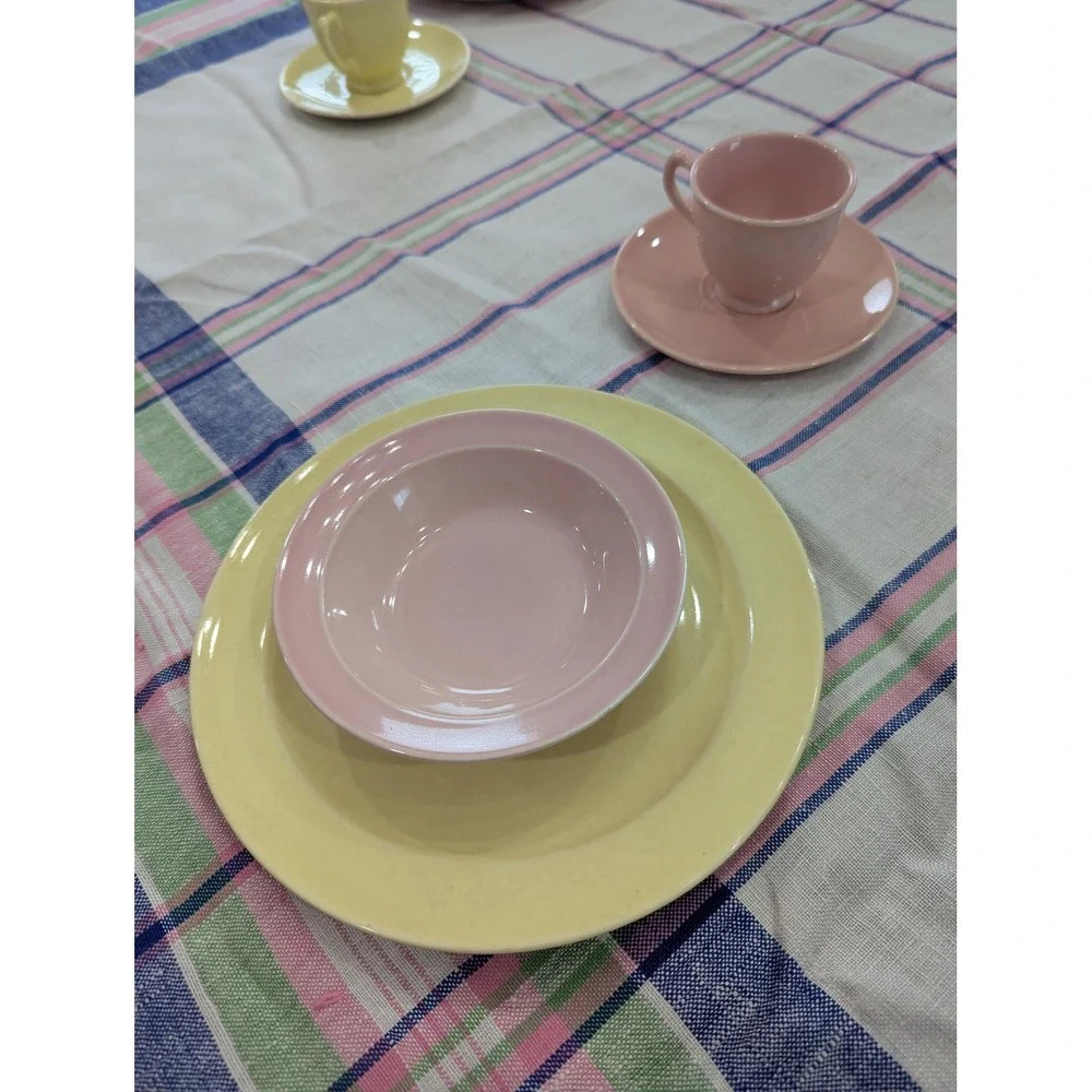 Vintage Lu-Ray Pastels Set Pink and Yellow
